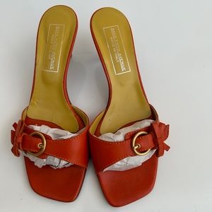 Saks Fifth Avenue Orange Leather Upper and Sole Size 8 B